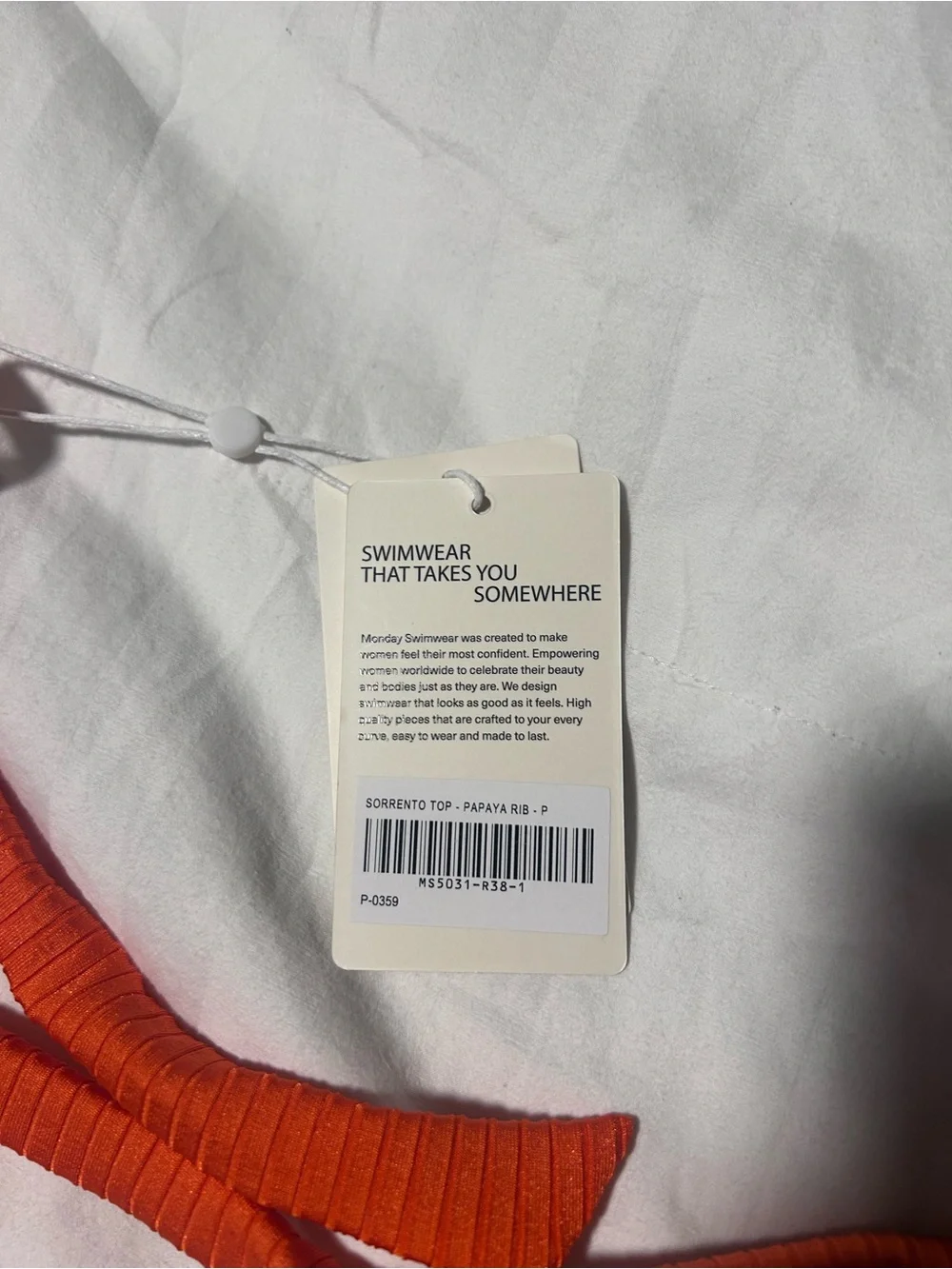 Monday Swimwear Ribbed Orange Underwire Bikini Top